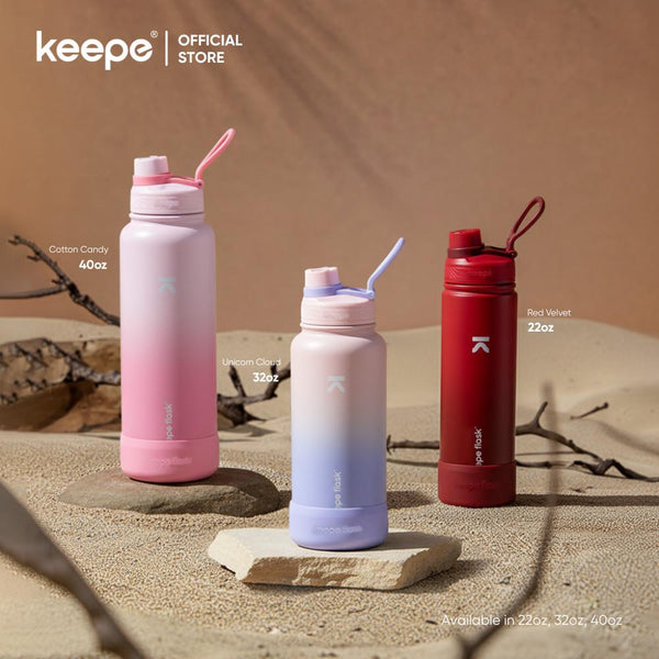 (NEW!) Keepe Flask Stylish Gradient Tumbler Customized Insutalted Vacuum BPA-free Wide Mouth Hydration Insulated Tumblers Spout Lid with Free Silicone Boot