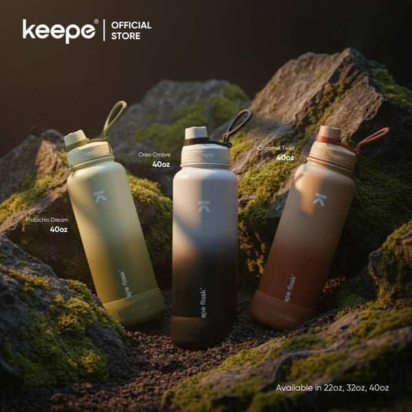 (NEW) Keepe Flask Premium Gradient Insulated Tumbler Stainless Steel Wide Mouth Vacuum Double-wall Hot and Cold Tumblers Leak-proof w/ Free Boot