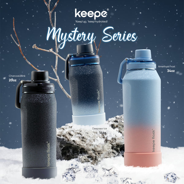 【New】Keepe Flask 36-hrs Insulated Tumbler 18/10 Gradient 'Ice Flake' Wide Mouth Tritan Lid Thumbler